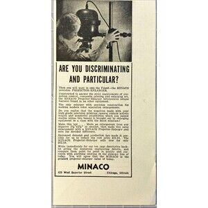 Minaco "Precision Projector Enlarger: Only $62.50" Vintage Print Ad 1938